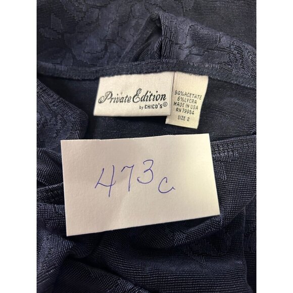 Private Edition by Chicos Womens Tank Top Size 2 Floral Pattern Blue Made in USA - Picture 8 of 9